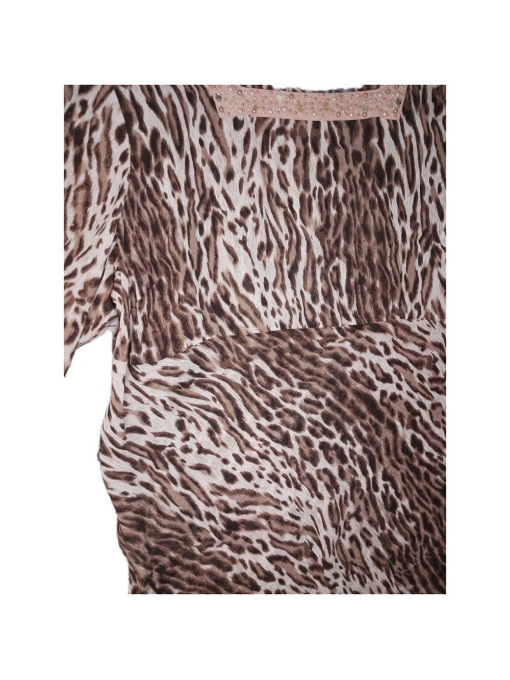 Roaman's Women's Animal Print Embellished Tunic Top‎ Size 18W Brown Leopard - Picture 5 of 8